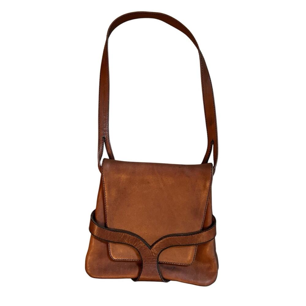 Vintage Frank Clegg Leather Purse 1970s Crossbody Bag, Chestnut Rare